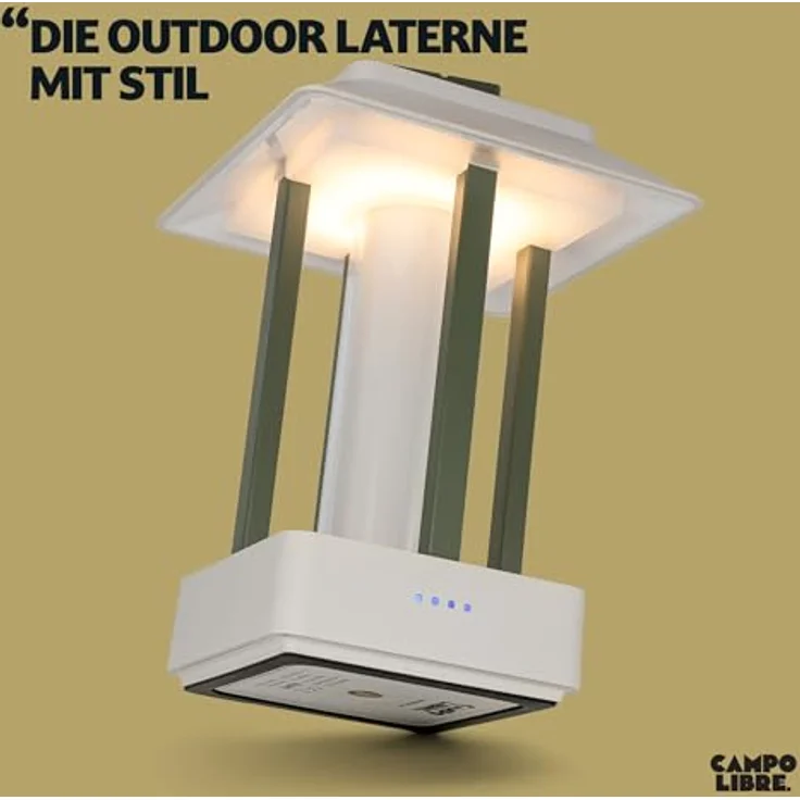 Campo Libre.® LYS Campinglampe aufladbar, wasserfest, dimmbar, mit Kerzenlichtfunktion und bis zu 160h Leuchtdauer, USB Powerbank-Funktion – Bild 2