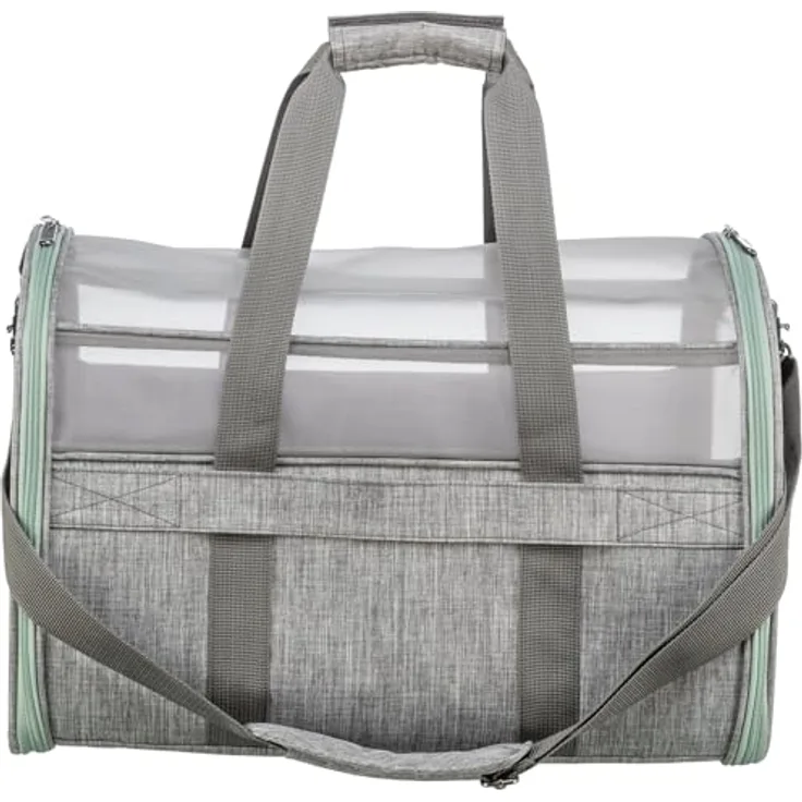 TRIXIE Transporttasche Dillon, Luftige Tragetasche für kleine Hunde mit Mesh-Material und abnehmbaren Schulterriemen, grau