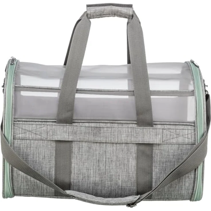 TRIXIE Transporttasche Dillon, Luftige Tragetasche für kleine Hunde mit Mesh-Material und abnehmbaren Schulterriemen, grau – Bild 1