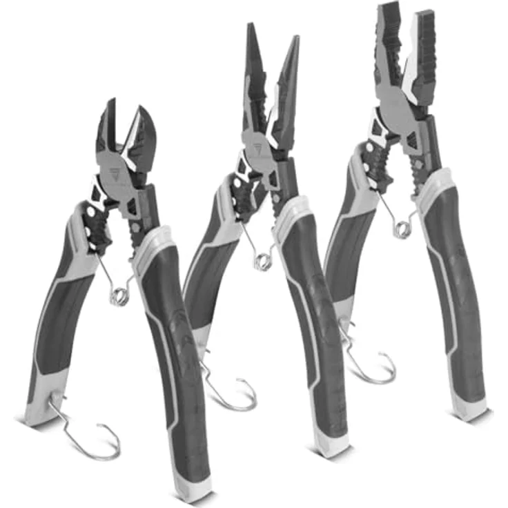 STAHLWERK Zangen 3er Set, Kombizange, Seitenschneider und Flachrundzange aus Chrom-Vanadium, ergonomische gummierte Griffe, 7 Jahre Garantie – Bild 1