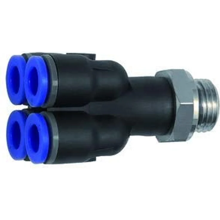 RIEGLER Mehrfachverteiler »Blaue Serie«, 4-fach drehbar, G 1/4 a., für Schlauch-Ø 6 mm, max. 10 bar – Bild 1