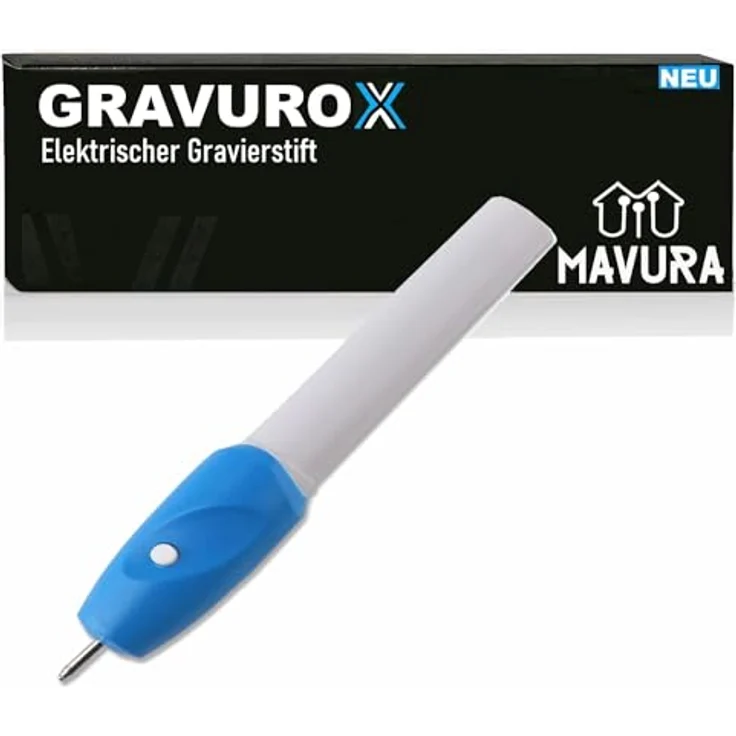 MAVURA GRAVUROX elektrischer Gravierstift, tragbarer Gravurstift für Metall, Kunststoff, Glas, Holz und Leder, kabellos, 17,5 cm – Bild 1