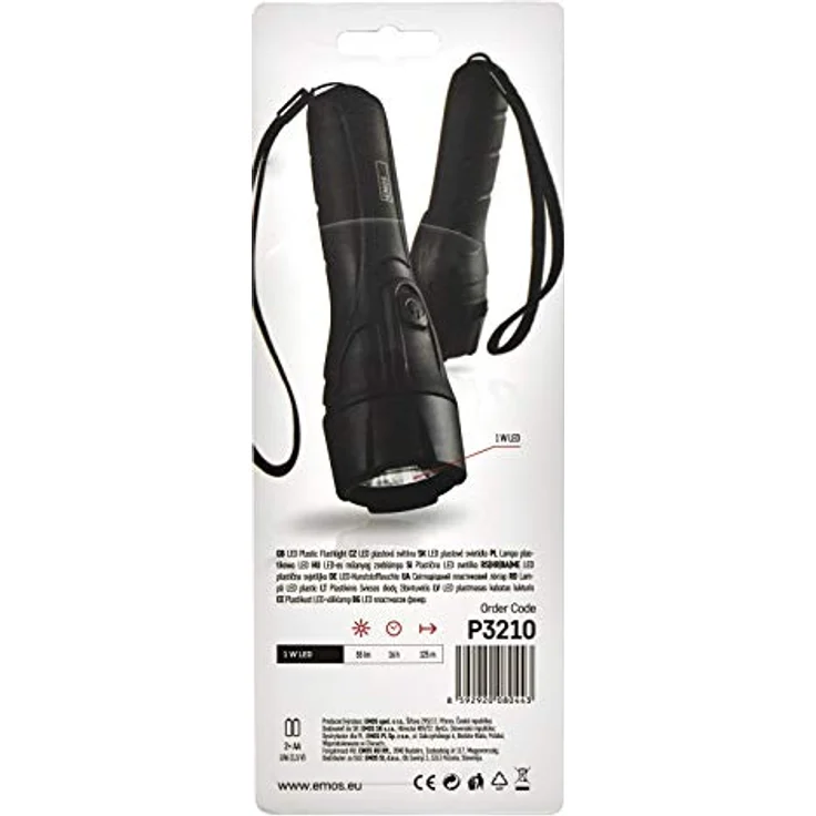 EMOS P3210 ultraleichte LED-Taschenlampe mit Handschlaufe, stoßfeste Handlampe mit Helligkeit 55lm, Leuchtweite 125m, Laufzeit 16 St, Kunststoff, batteriebetrieben – Bild 5