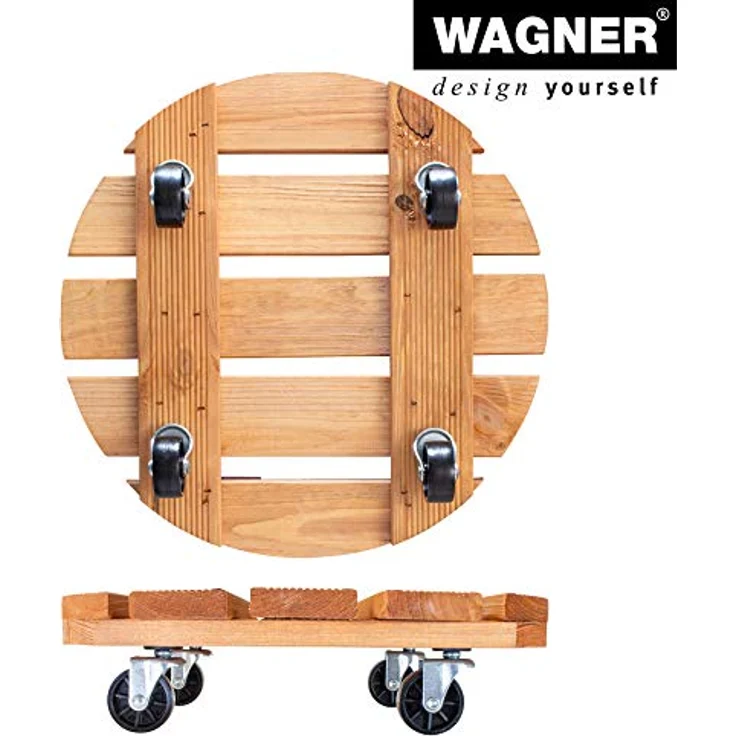 WAGNER Pflanzenroller Toscana Ø 38 cm I Pflanzenroller & Blumenroller für Außenbereich + Innenbereich, Kiefer Terracotta I Kübelroller aus Holz I Tragkraft 150 kg I Made in EU 20016301 – Bild 7