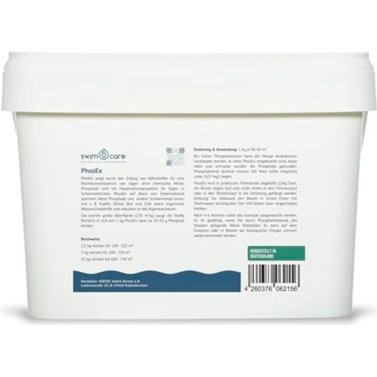 swimcare Phos-Ex, Natürlicher Phosphatbinder zur Teichpflege, 15 kg Sack, bindet Phosphate und Schwermetalle – Bild 2
