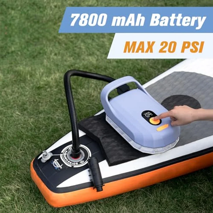 AIRBANK WHALE SHARK Pro Elektrische Luftpumpe mit 7800 mAh Akku, 20 PSI, Doppelmotor, wiederaufladbar für SUP, Kajaks und Zelte (light purple) – Bild 2