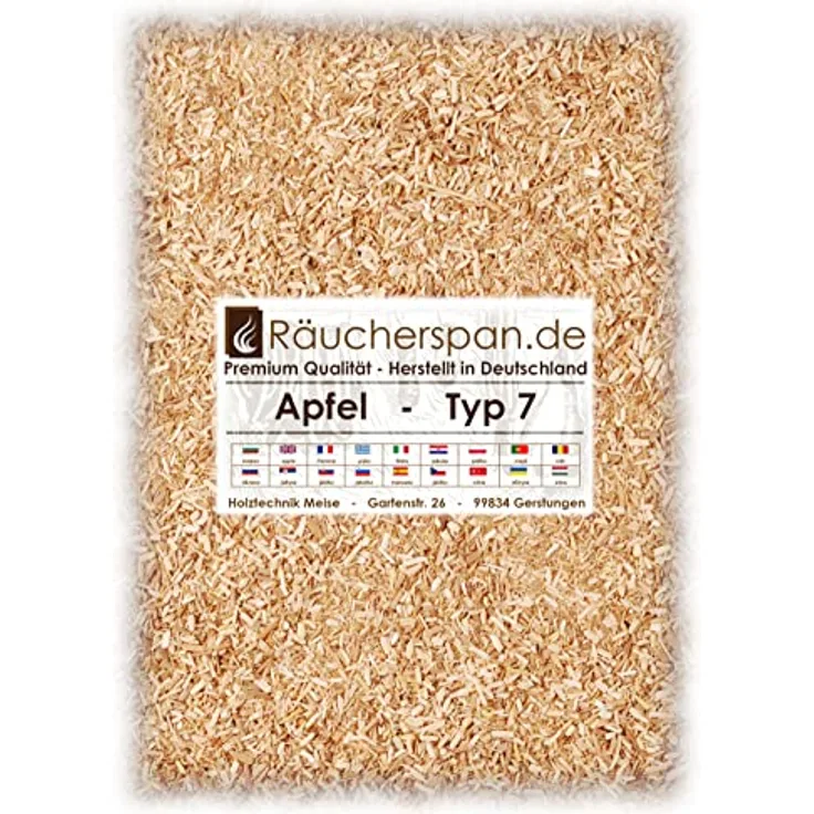 Räucherspan.de Räucherspäne 1kg Apfel Typ 7, Premium Raucheffekt für Räucherofen und Grill