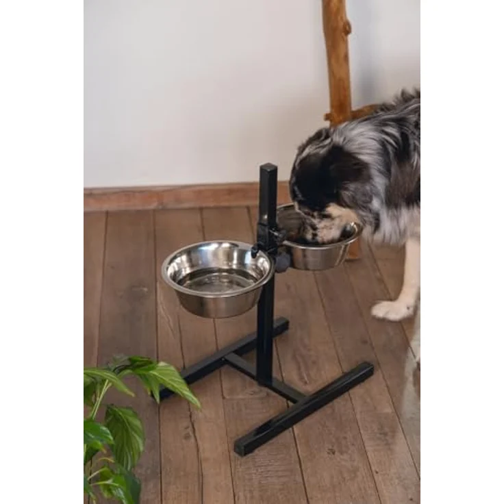 Beeztees BZ NAPFSTAENDER MIT 2X25CM EDE (5.06 l), Futternapf, Edelstahlnäpfe, Anti-Slip, spülmaschinenfest, schwarz – Bild 2