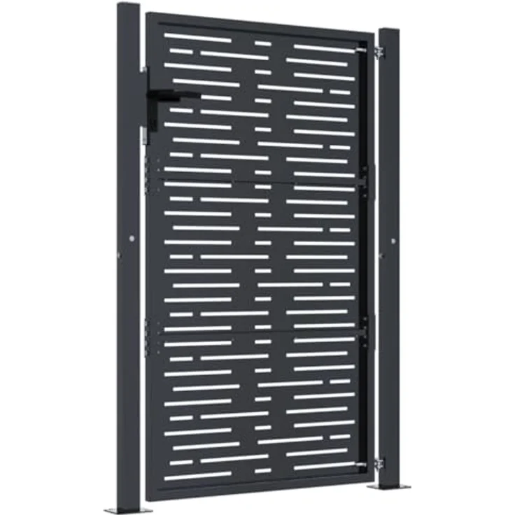 vidaXL Gartentor Anthrazit 105x130 cm Stahl Quadratisches Design Abschließbar – Bild 5