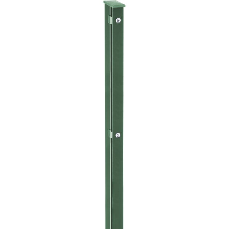 deutsche zauntechnik Zaunpfosten 'Typ VAP', 130 cm moosgrün für Doppelstabmattenzaun bis 83 cm Höhe mit Geräuschdämmung und Aushängeschutz