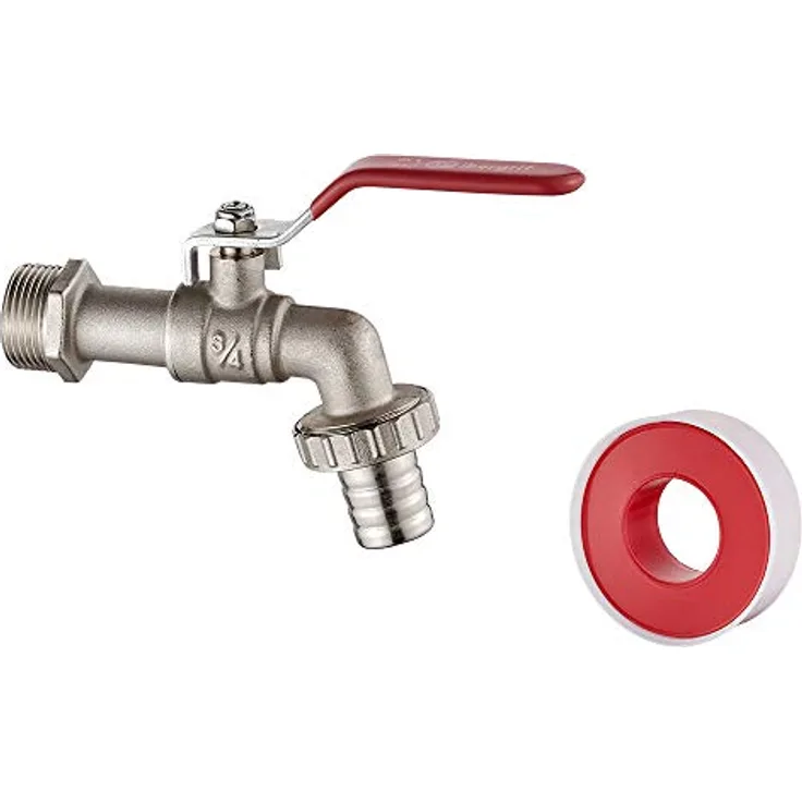 Ibergrif Garten Wasserhahn 3/4 zoll mit Gartenschlauch Adapter - Kugelhahn Frostsicher -10℃, High Temperature Resistance 120℃, Absperrhahn Tropffrei für Garten Regentonne, Wasserhahn Aussen Messing