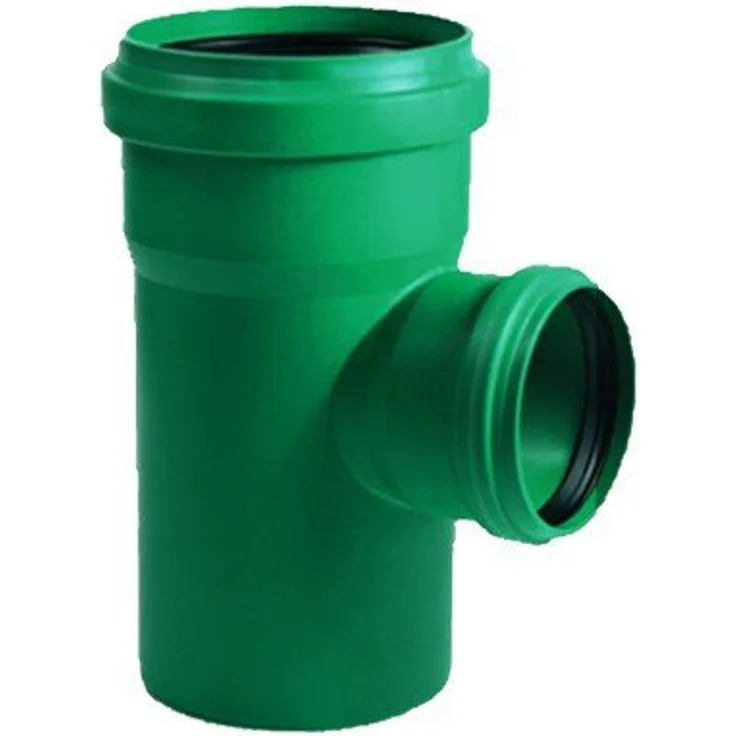 Ostendorf Kunststoffe KG 2000 Polypropylen (PP) Abzweig DN110/110/87°, grüner Rohrabzweig mit zwei Muffen und Dichtringen – Bild 2