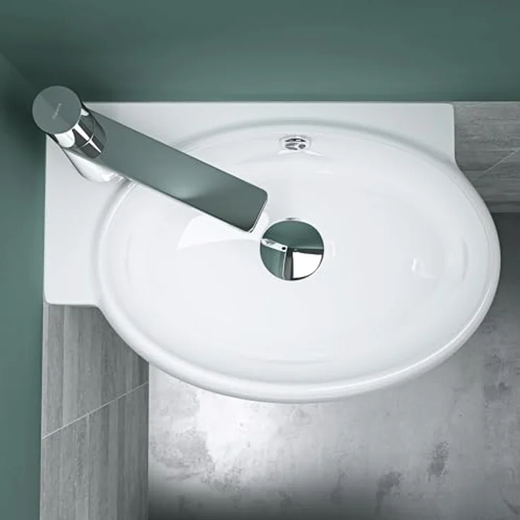 Mai & Mai Aufsatzwaschbecken Hängewaschbecken aus Keramik mit Nano-Beschichtung, Br001R, rechteckige Form, weiß - Preisvergleich – Bild 4