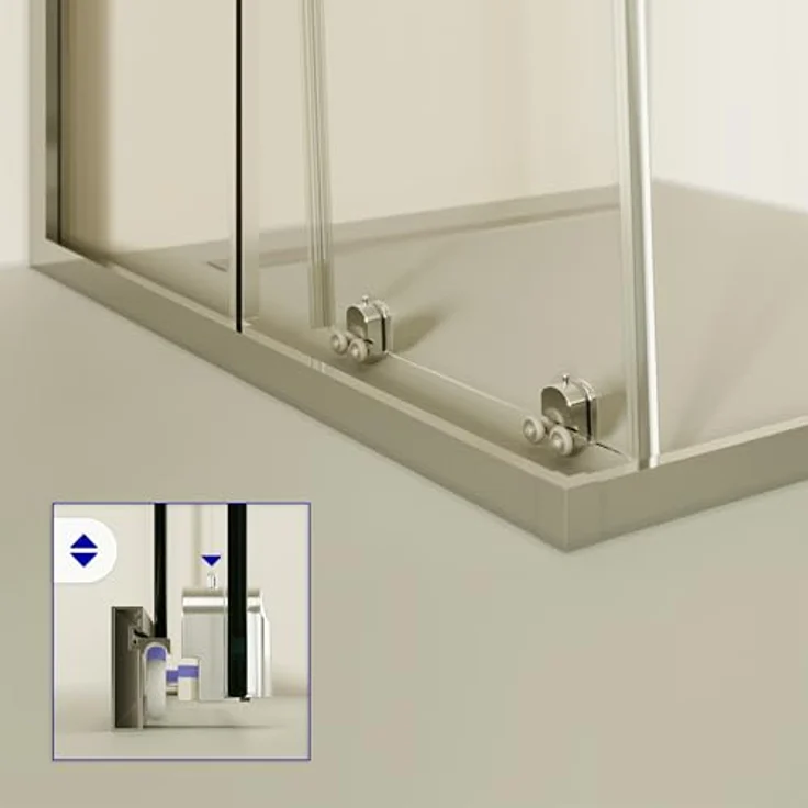 i-flair Schiebetür Duschkabine DK77, 95x95x180 cm aus durchsichtigem 6 mm ESG mit silbernen Profilen und Easy-Clean System – Bild 9