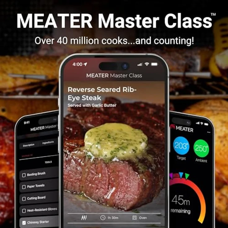 MEATER MEATER 2 Plus: Smart Meat Thermometer, Direct Heat Grilling at 1000°F, Long Bluetooth Range, 100% Waterproof, Precision Cooking, Multi Sensors, Certified Calibration, for BBQ/Grill/Kitchen – Bild 4