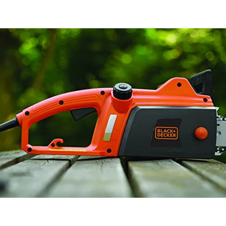Black+Decker Elektro-Kettensäge CS1835 Motorsäge - 1800W, 35 cm Schwertlänge 12.5m-s Kettengeschwindigkeit, rückschlagarm, Kettenbremse schwarz orange – Bild 6