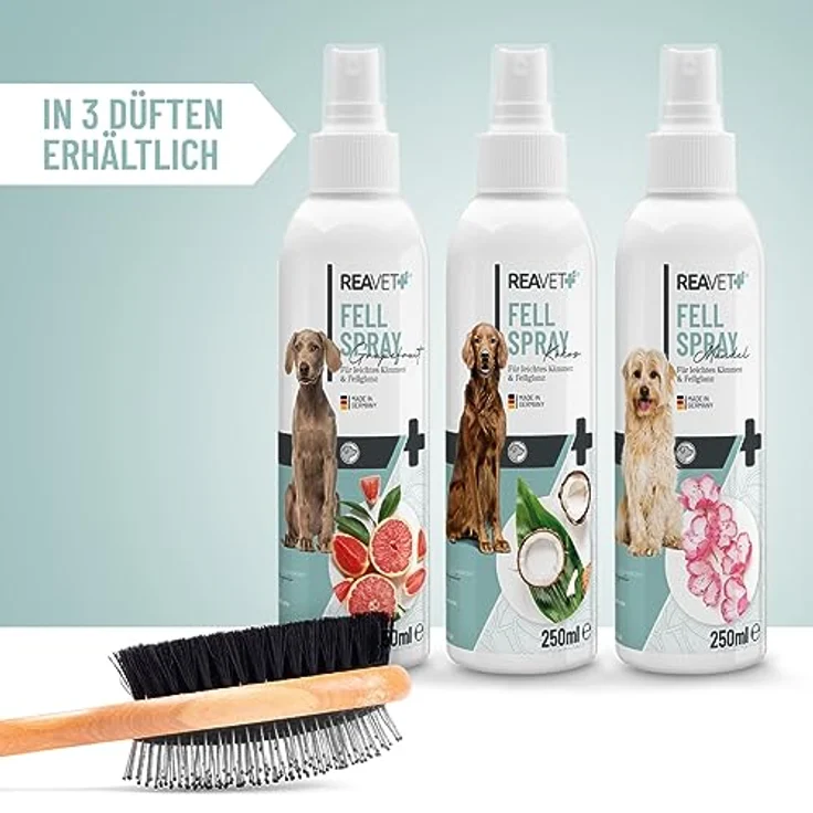ReaVET Fellpflege Pflegespray Kokos 250ml – Sanftes Fellspray für Hunde & Katzen, Entfilzungsspray & Kämmhilfe, für glänzendes Fell mit Kokosduft – Bild 5