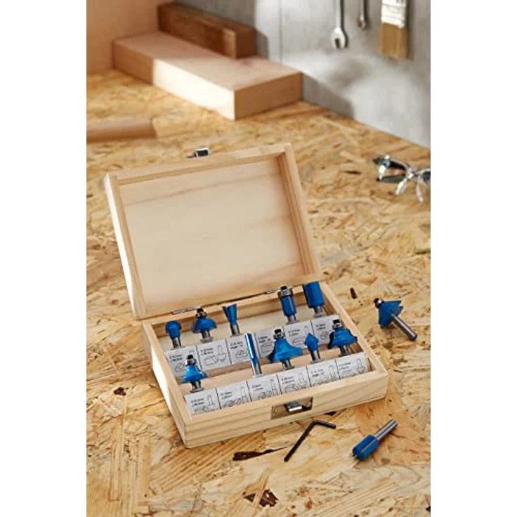 OTTO Fräser-Set Hartmetall 1/4 Zoll, 12-teilig mit präzisen Nut-, V-Nuten-, Zinken- und Fasenfräsern – Bild 4
