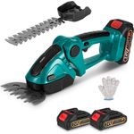 ONEVAN Akku-Gras- und Strauchscherenset 2 in 1 Akku Heckenschere mit 2 x Akku und Ladegerät, Rasen- und Gartengestaltung, 22cm Schnittlänge