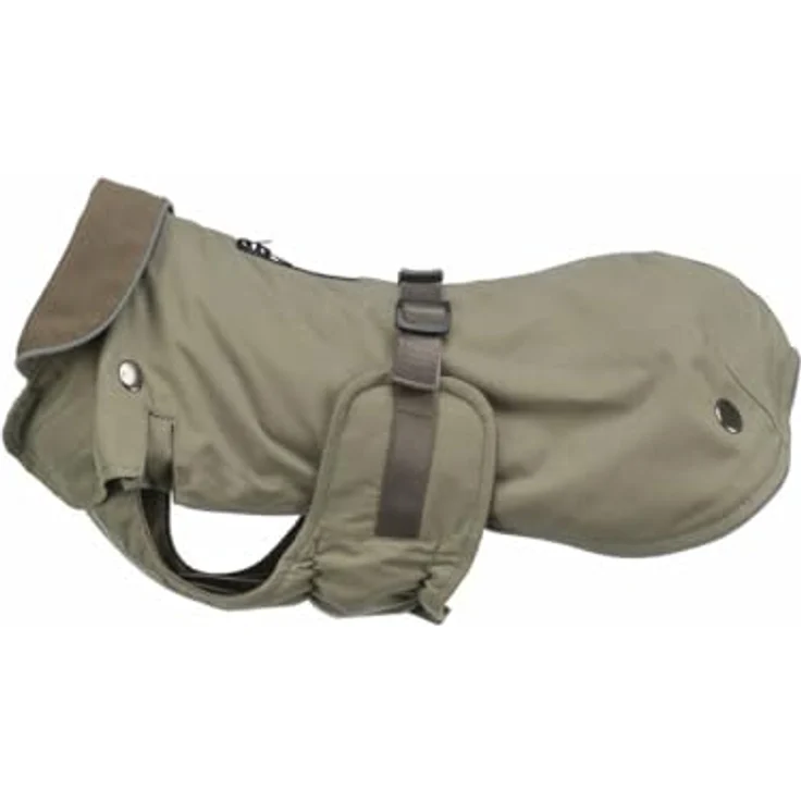 TRIXIE Hermy Coat, Hundemantel mit herausnehmbaren Polyester-Futter und reflektierenden Elementen, S: 43 cm, Olivgrün – Bild 1