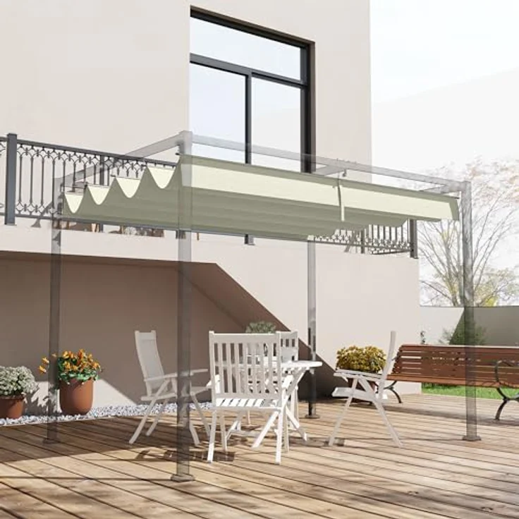 Outsunny Pavillon-Ersatzdach für 2,85 x 2 m Pergola, wasserabweisend mit Regenabflusslöchern, UV-Schutz 30+, cremeweiß – Bild 2