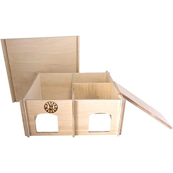 Getzoo Nagerapartment 29x25cm | Geeignet für Goldhamster, Rennmäuse, Degus, Stachelmäuse uvm. | Naturbelassenes Birkenholz | Abnehmbares Dach für leichte Reinigung | Naturnahes Dreikammersystem – Bild 4