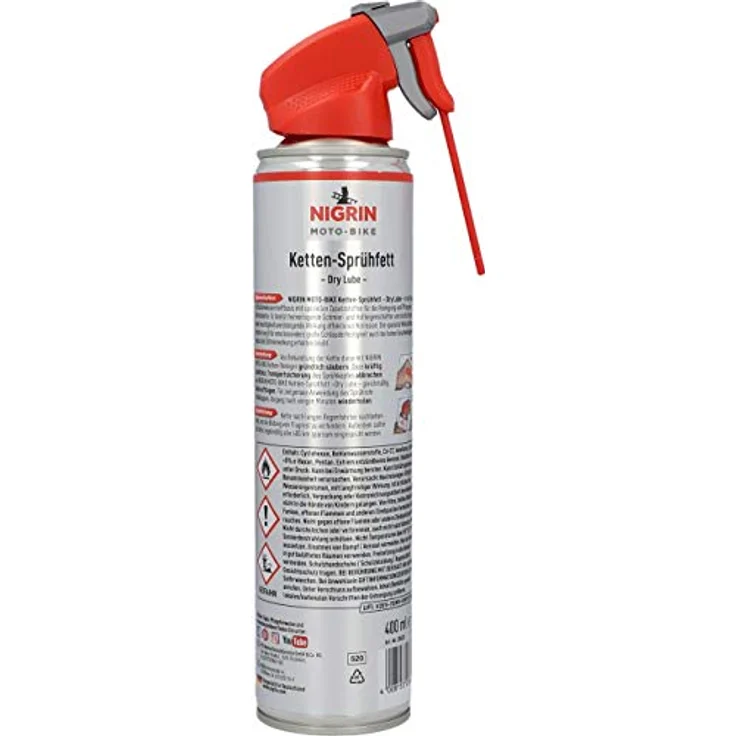 Nigrin Ketten-Sprühfett 'Moto-Bike Dry Lube', transparent, 400 ml, hohe Schleuderfestigkeit, geeignet für O-, Z- und X-Ring-Ketten – Bild 2
