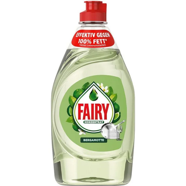 Fairy Bergamotte Limitierte Edition Geschirrspülmittel, 450 ml, mit langanhaltendem Schaum, grüner Duft und praktischer Dosieröffnung