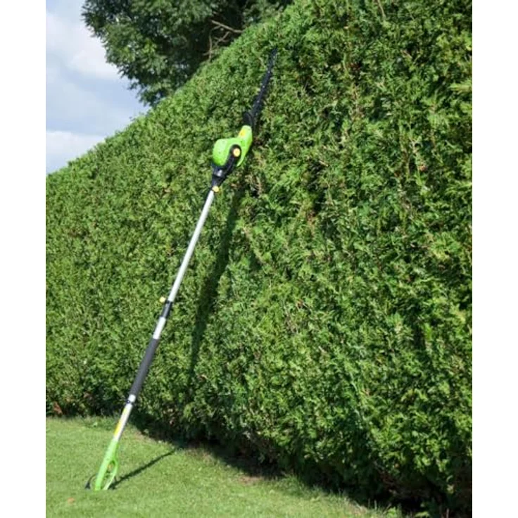 Fieldmann Teleskop-Heckenschere FZN 6005-E, 250 cm Teleskopstiel, 450-W-Motor, 46 cm Schnittlänge, 8-fach verstellbarer Schneidkopf, Grün – Bild 3