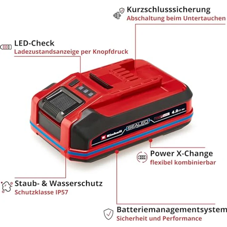 Einhell 18V 4,0 Ah SEALED Power X-Change PLUS Akku, wasser- & staubgeschützt, IP57, universell für alle PXC-Geräte (ohne Ladegerät) – Bild 3