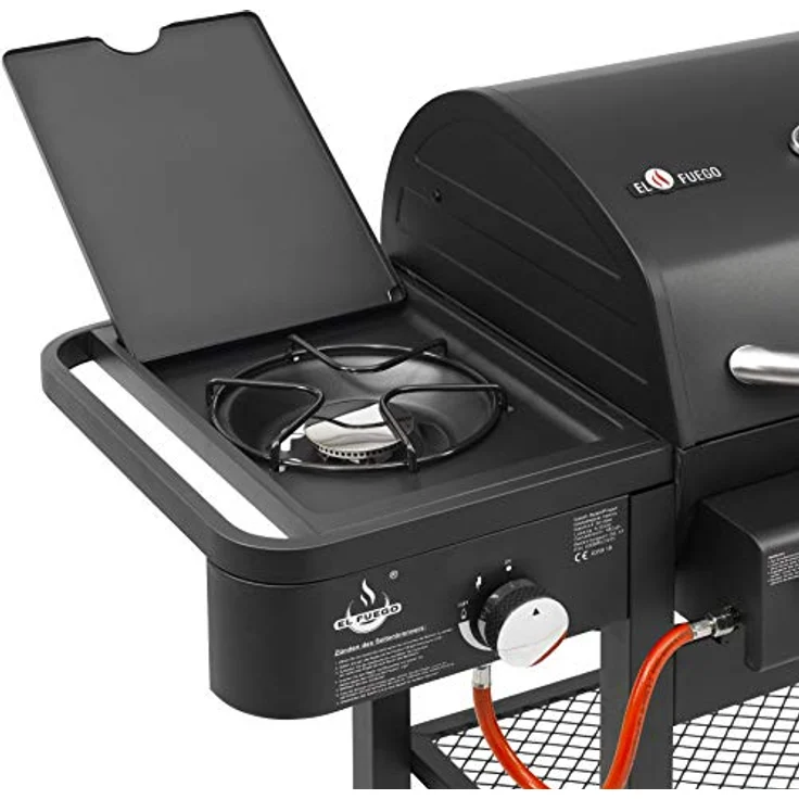 El Fuego 3 in 1 Kombigrill Sierra 3Hauptbrenner 1Seitenbrenner Gas Holzkohle – Bild 5