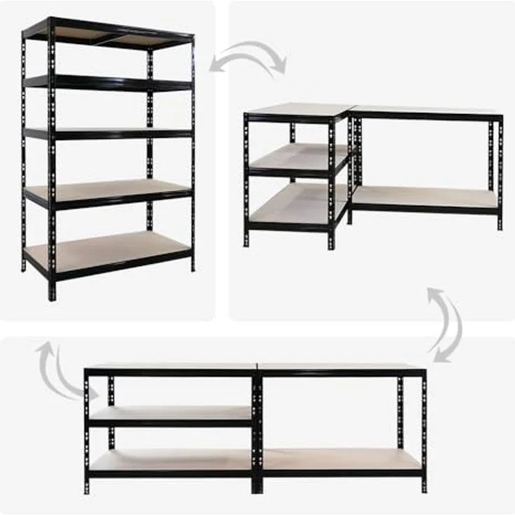 Proregal Schwerlastregal Mega Deal Tiger, 180 x 120 x 60 cm, Traglast 265 kg pro Boden, 5 Fachböden, schwarz, Steckmontage – Bild 5
