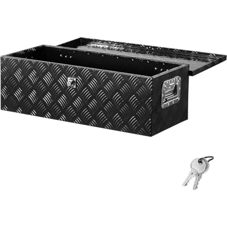 VEVOR Werkzeugkasten Aluminium für Ladefläche, geräumige Aufbewahrung mit seitlichem Griff, wasserdicht und sicher, Schwarz, 762 x 330,2 x 243,84 mm – Bild 1