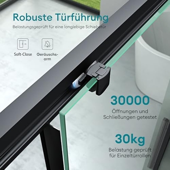Nischentür MORA 100 X 195 Cm – Schiebetür Aus 8 Mm ESG-Sicherheitsglas Mit Easy-Clean-Beschichtung