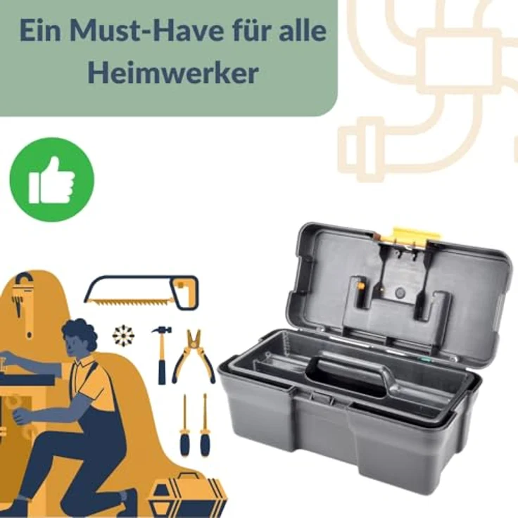 GarPet Werkzeugkoffer klein Werkzeugbox aus Polypropylen, stoßfest und recycelbar, weiß – Bild 6