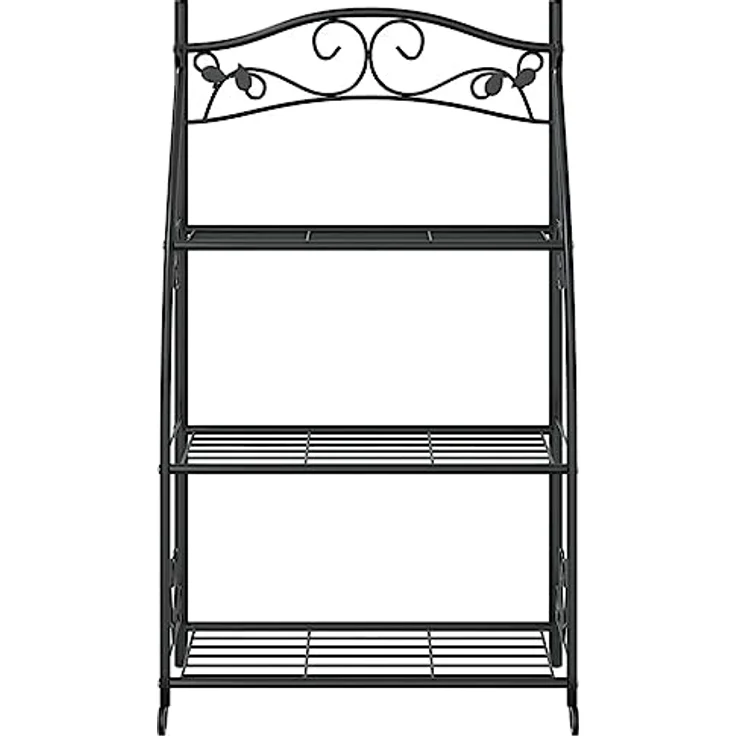 vidaXL Blumenständer Blumenregal Schwarz 56x30x96 cm Stahl, Pulverbeschichteter Stahl mit 3 Ablagen – Bild 7