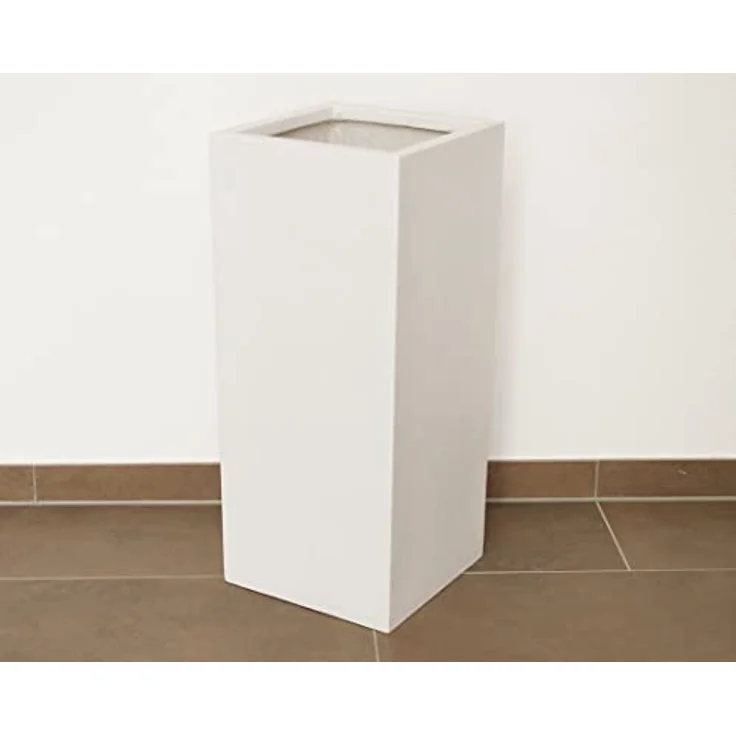 Elegant Einrichten Pflanzkübel Fiberglas Säule 30x30x60cm, Perlmutt-Weiß, UV-beständig & frostsicher – Bild 3