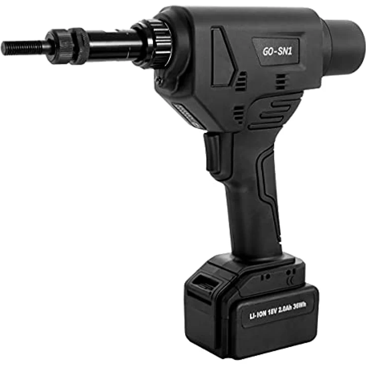GOEBEL®- Akku Spreiz Blindnietmuttern Setzwerkzeug Setzgerät GO-SN1 Nietmutterngerät - M5 / M6 / M8 / M10 mm Blindnietmuttergerät mit bürstemlosem Motor 18V inkl. 2 Akku, Koffer Zubehör – Bild 2