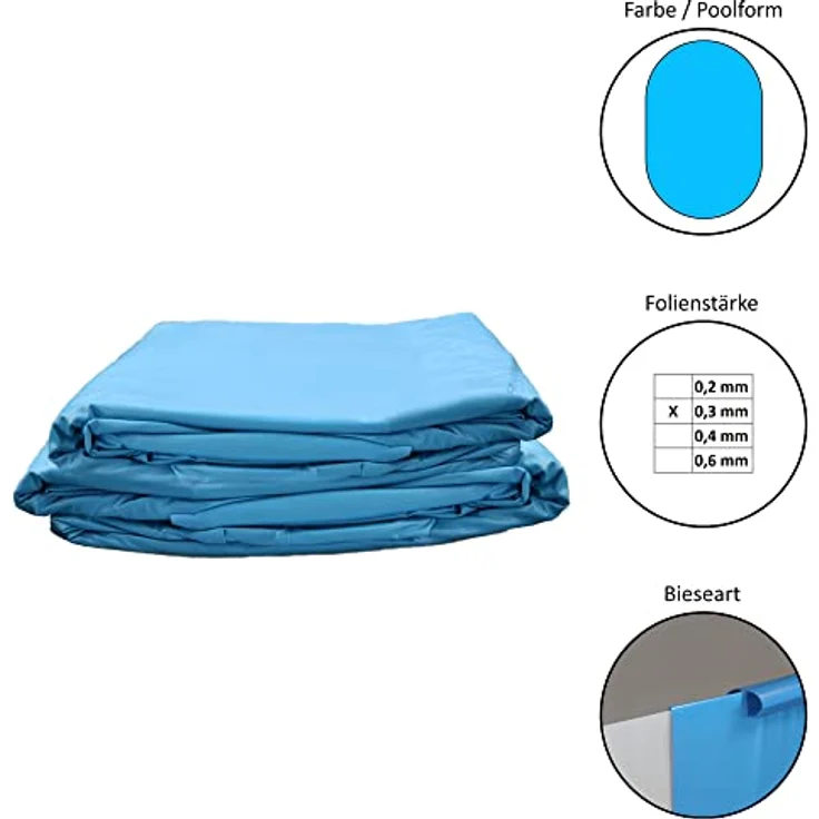 Summer Fun Poolfolie Ersatzfolie Sommer-Fun-Liner 0,30 Überlappung 510x300x132 oval, blau – Bild 3