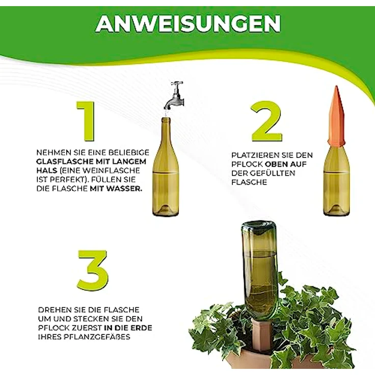Bio Green Pflanzen Bewässerung Wine Tonkegel, terracotta-grün - für Wein Flaschen Bewässerungszubehör – Bild 10