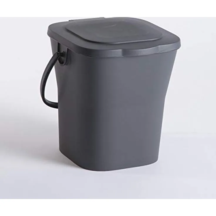 EDA 13119 G Kompakteimer 6 l mit Deckel, Polypropylen, Grau, Maße 24,8 x 23,8 x 24,3 cm