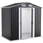 Onbest Gartenhaus mit Fundament Satteldach aus Metall, 195x125 cm, Wetterfest, 2 Haken, 2,4 m², Anthrazit