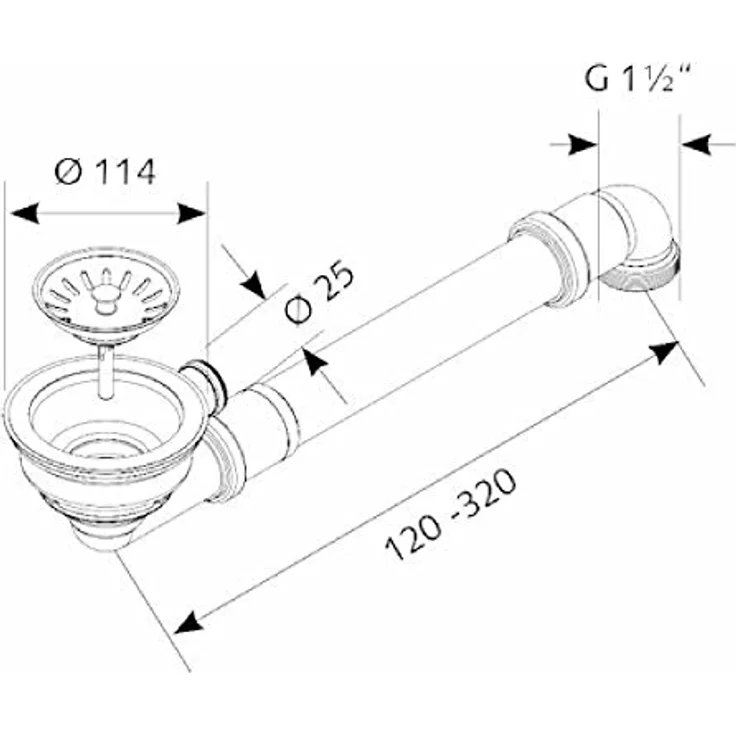 tecuro Spülen-Siebkorbventil Ø 114 mm (3 1/2 Zoll) mit Raumsparabgang, seitlichem 1 Zoll Anschluss und Edelstahlkelch – Bild 5