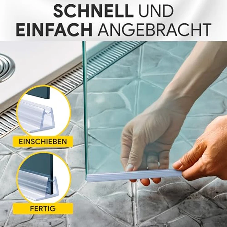 tktrading24 Duschdichtung PVC Ersatzdichtung TYP-4, 200cm für Glasstärke 8mm, mit Gummilippe 28mm, schimmelbeständig und langlebig – Bild 5