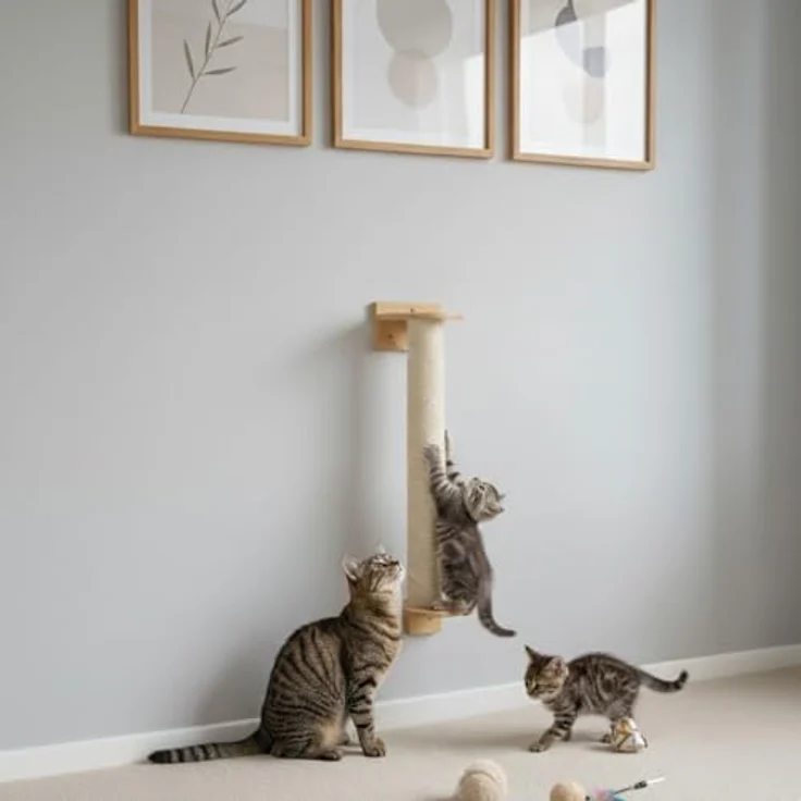 EYEPOWER 66 cm Kratzbaum Wandmontage für Katzen, Sisal Kratzstamm mit Bambus Wandbefestigung, flexibel montierbar, ideal für moderne Wohnungen – Bild 3