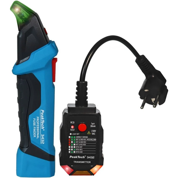 PeakTech Leitungsortungsgerät PeakTech 3432 - Sicherungsfinder/Stromkreisdetektor + Sender/Empfänger, ideal für Elektroniker und Laien – Bild 1