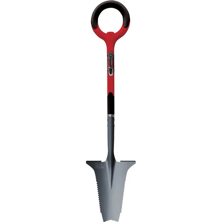 Root Slayer® Spaten Wurzelspaten Mehrzweckschaufel, Kohlenstoffstahl Klinge mit Zähnen, Multifunktionsspaten, ergonomischer runder Griff, 360°, blau