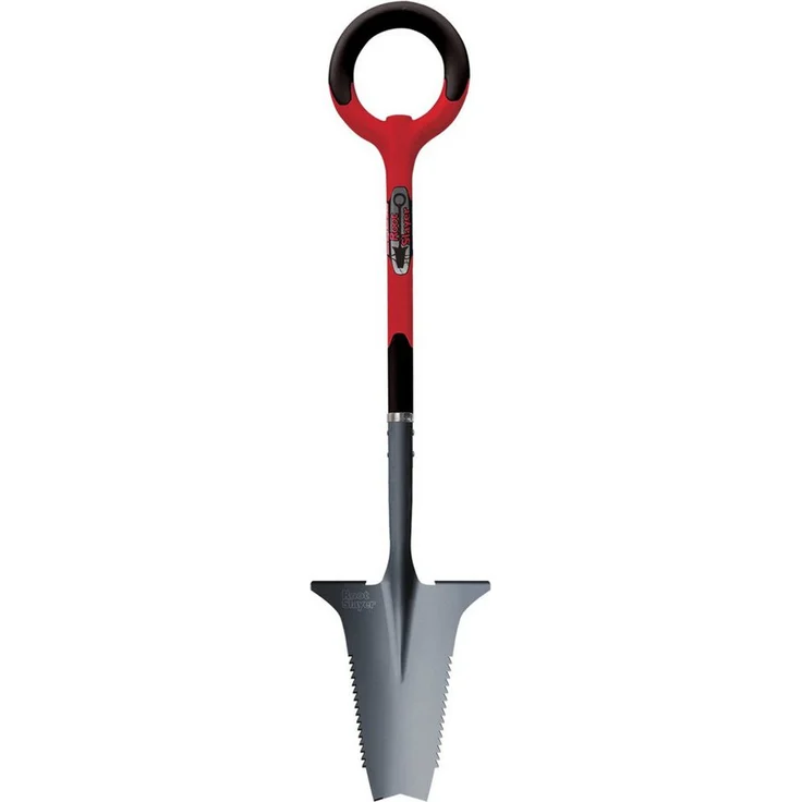 Root Slayer® Spaten Wurzelspaten Mehrzweckschaufel, Kohlenstoffstahl Klinge mit Zähnen, Multifunktionsspaten, ergonomischer runder Griff, 360°, blau – Bild 1