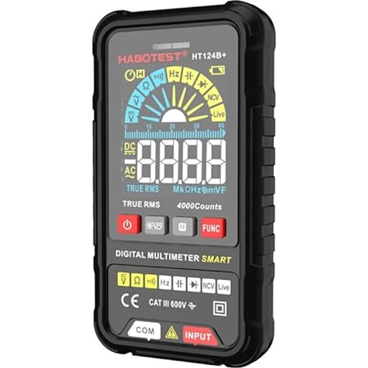 Habotest HT124B+, Digitales Universal Multimeter (CAT III 600V) mit hohem Messbereich, Live-Test-Funktion und Taschenlampe – Bild 2