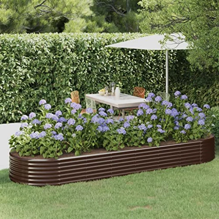 vidaXL Hochbeet Hochbeet Pulverbeschichteter Stahl 322x100x36 cm Braun (1 St) – Bild 2